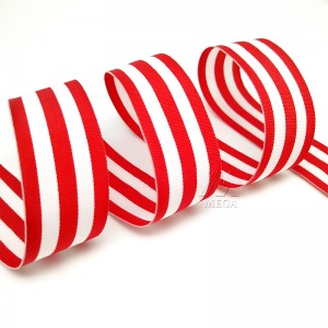 Factory 25mm Two Colors Striped Grosgrain Ribbon For Gift Packaging